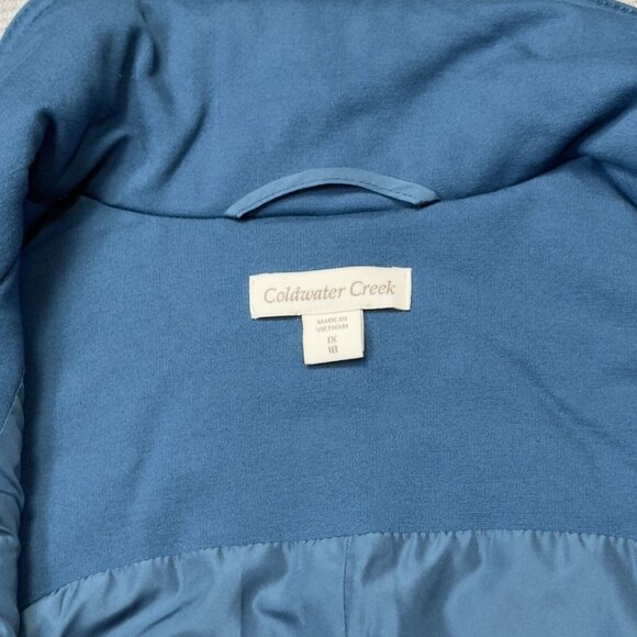 Coldwater Creek Womens 1X Blue Puffer Vest With High Neck & Full Zip - Picture 8 of 13